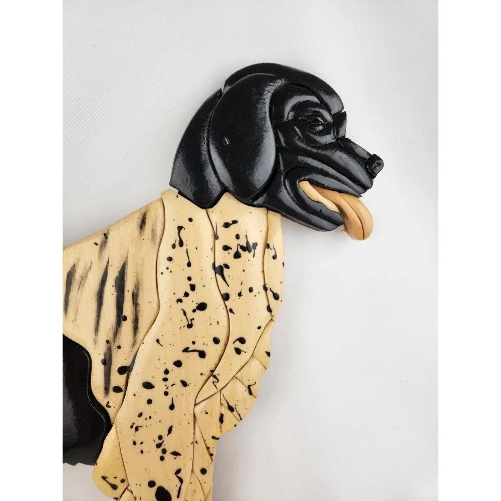 Wood Intarsia Stabyhoun English Setter Field Dog Pointer Handmade Wall Artisan‎